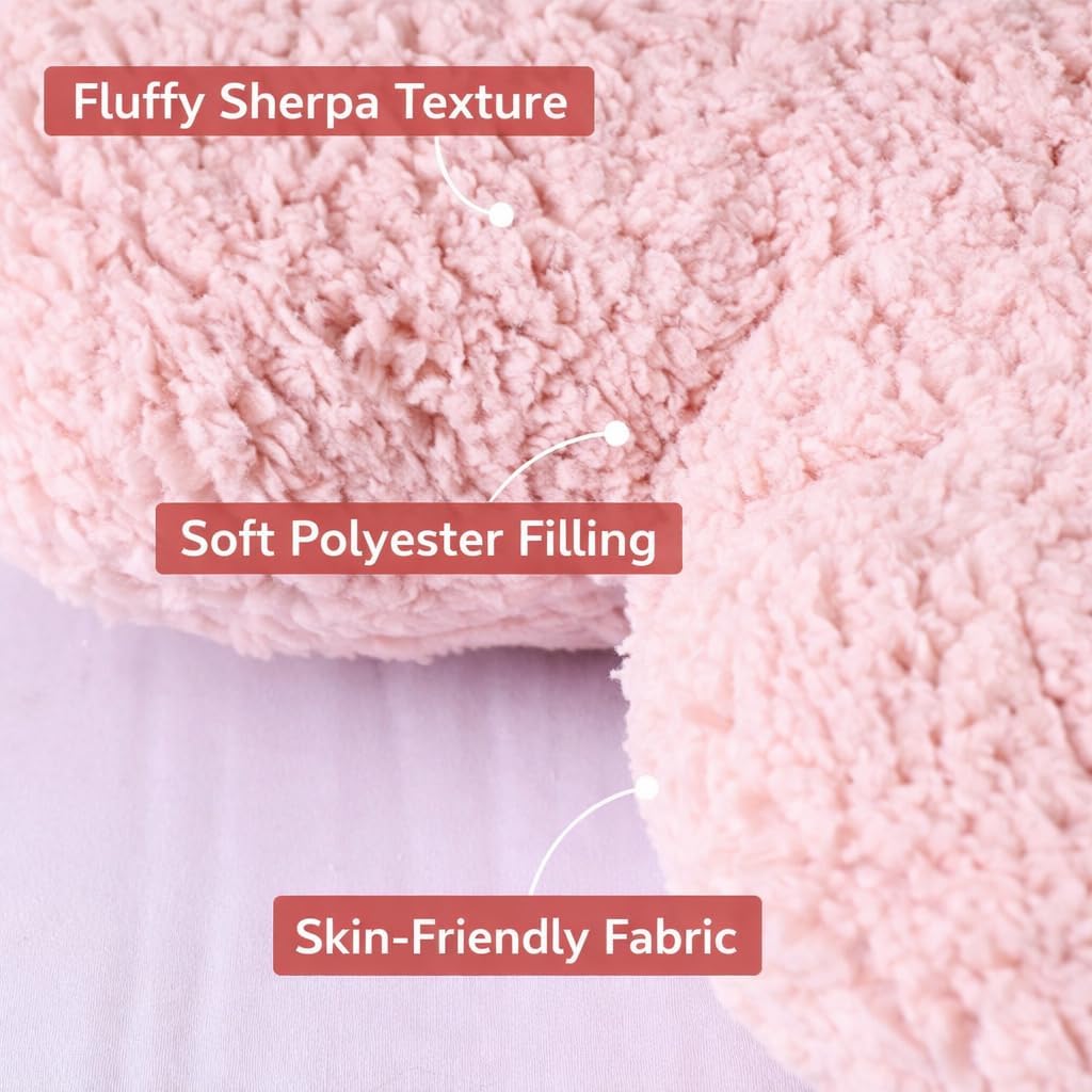 Pink Sherpa Heart‑Shaped Pillow 15"×17"