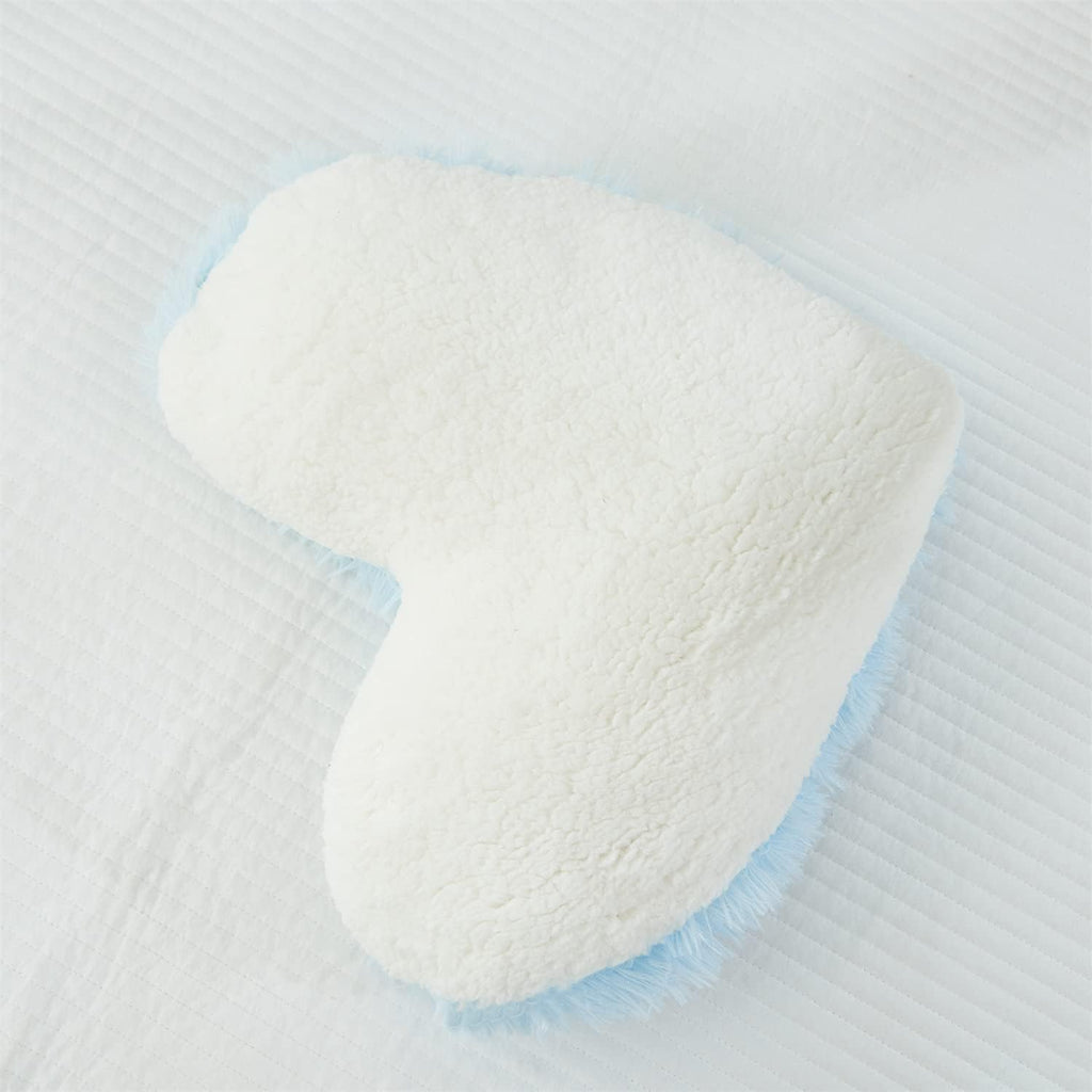 Blue Faux‑Fur Heart Pillow Fluffy