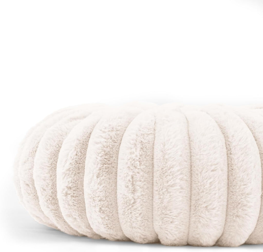 White Faux‑Fur Pumpkin Pillow 13.7" Round