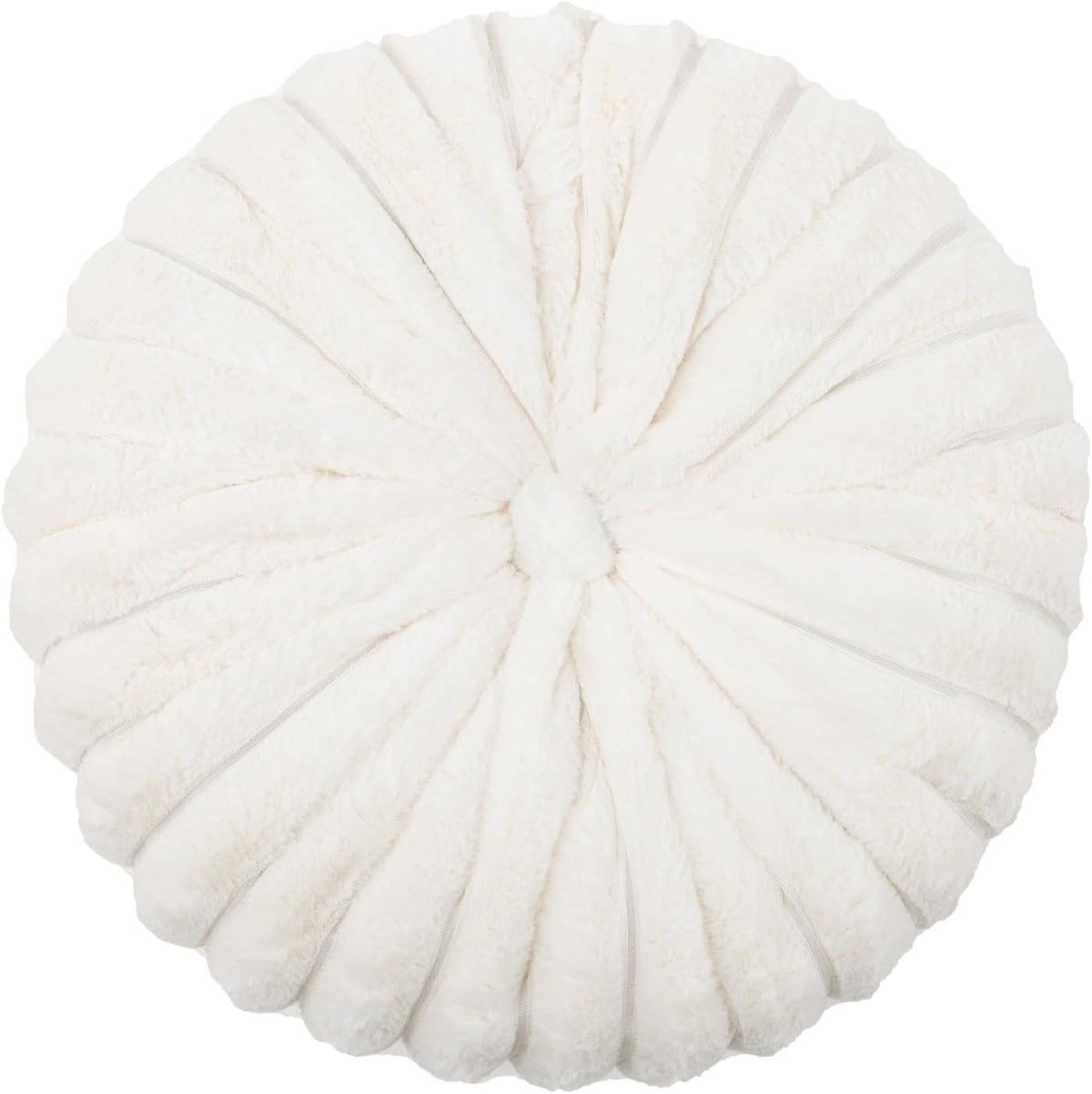 White Faux‑Fur Pumpkin Pillow 13.7" Round