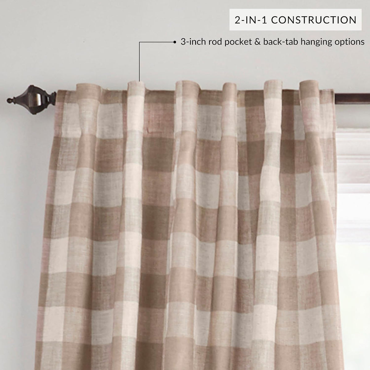 Linen Blackout Curtain 52×84 Inch