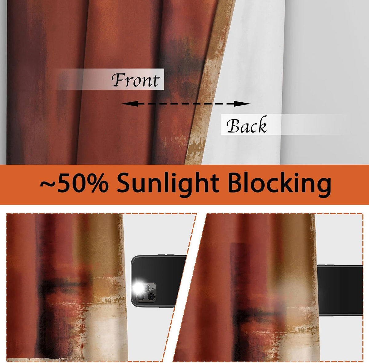 Orange Abstract Curtains 52×84 Inch 2 Panels