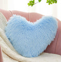 Blue Faux‑Fur Heart Pillow Fluffy