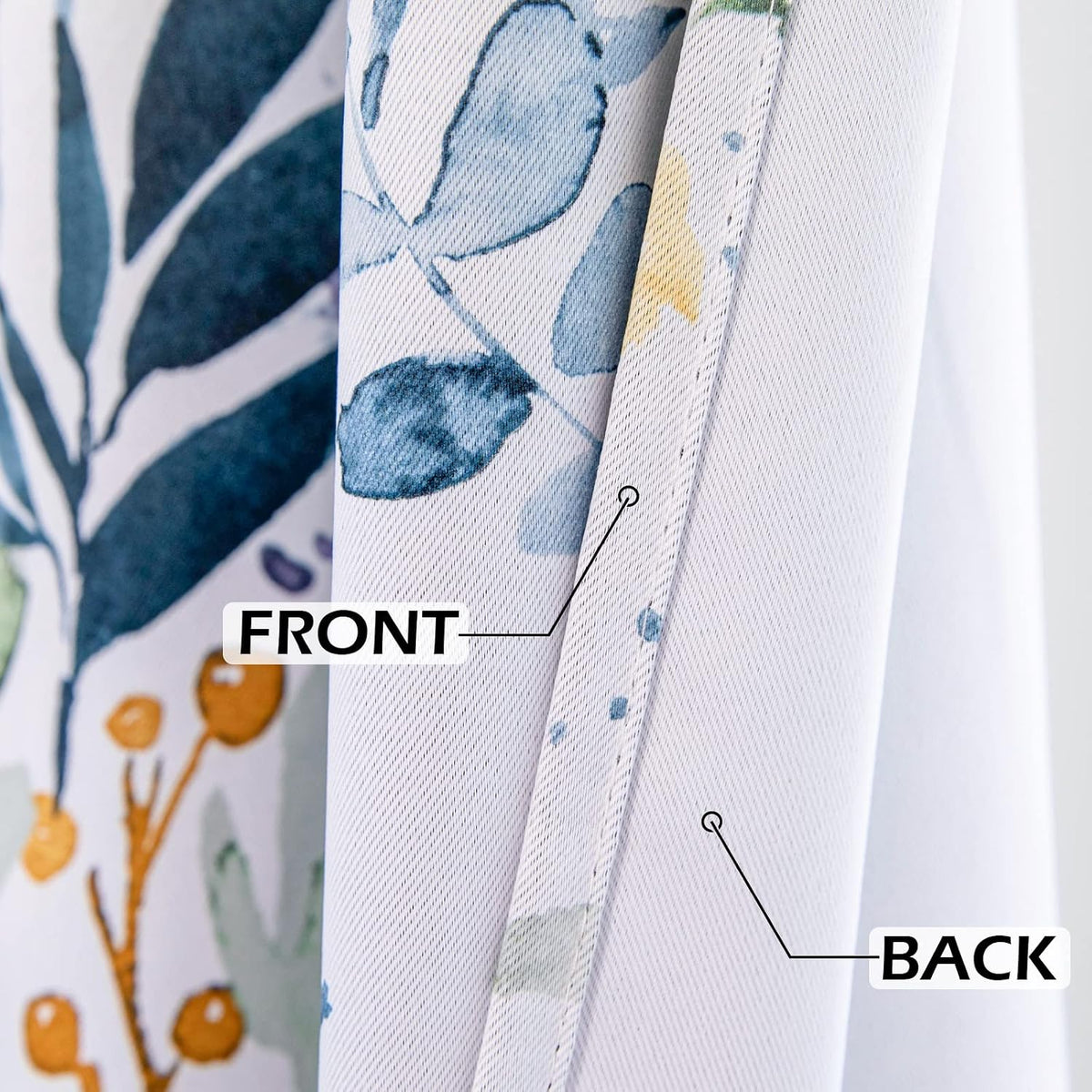 Floral Blackout Curtains 84 Inch 2 Panels Yellow‑Blue