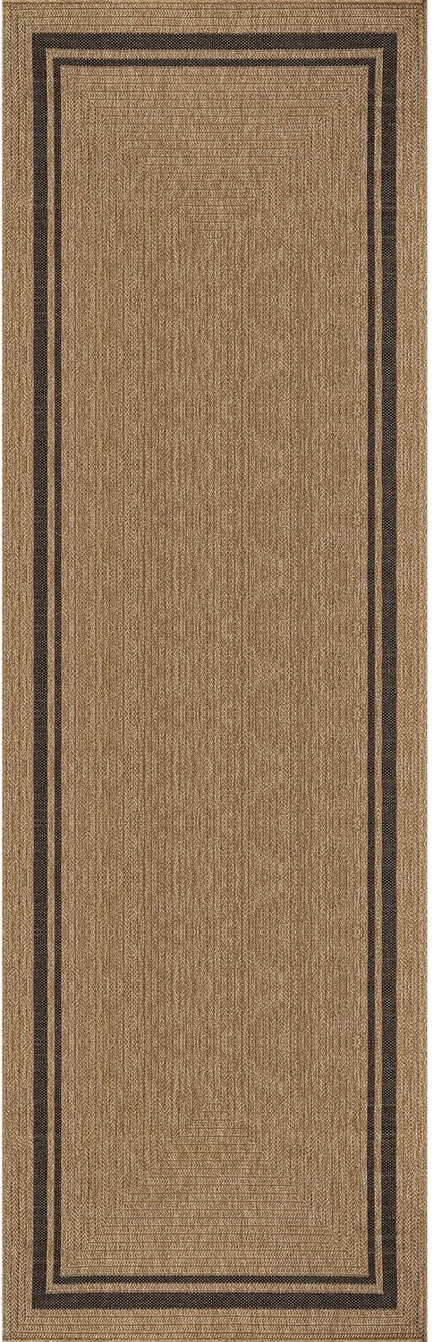 Natural Jute Bordered Runner Rug 2×7 Ft Washable