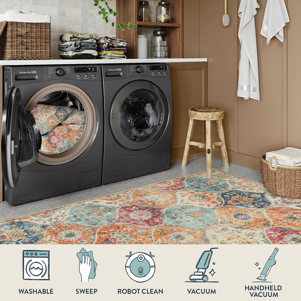 Washable Non‑Slip Entry Rug 2×3 Ft