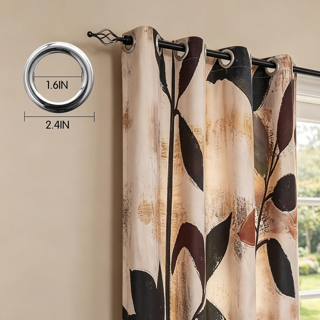 Leaf Floral Curtains 84 Inch 2 Panels