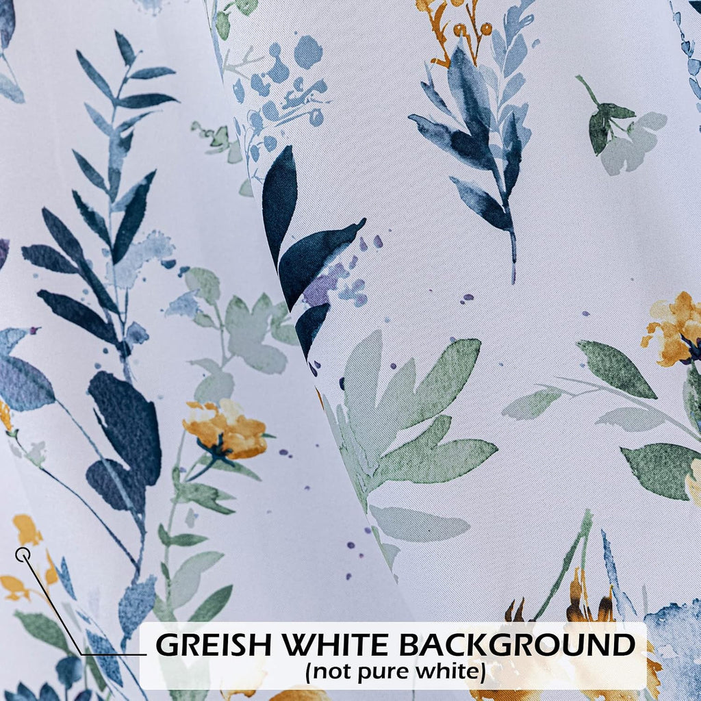 Floral Blackout Curtains 84 Inch 2 Panels Yellow‑Blue