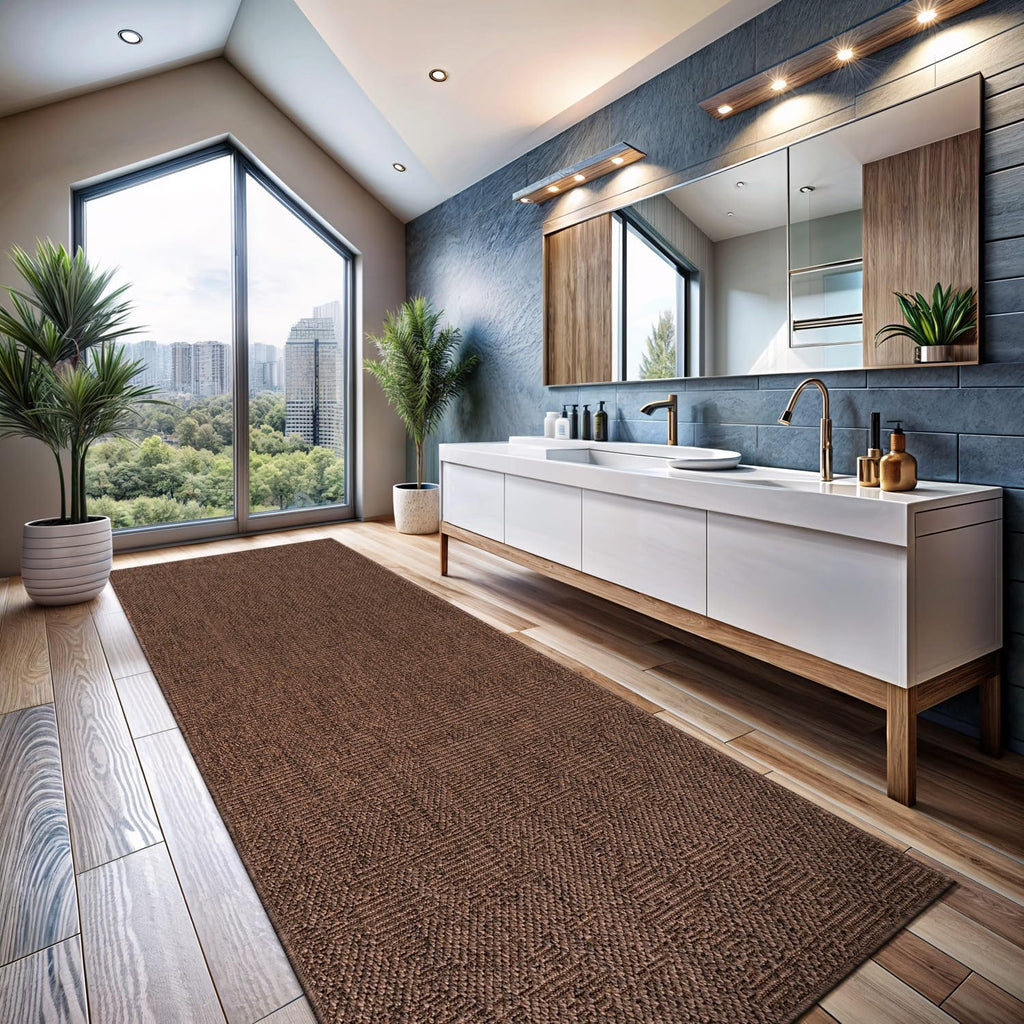 Brown Boho Woven Runner Rug 2×7 Ft Washable