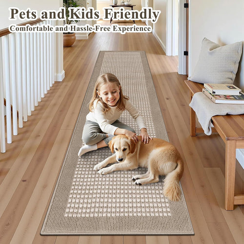 Beige Heavy‑Duty Runner Rug 2×10 Ft Non‑Slip