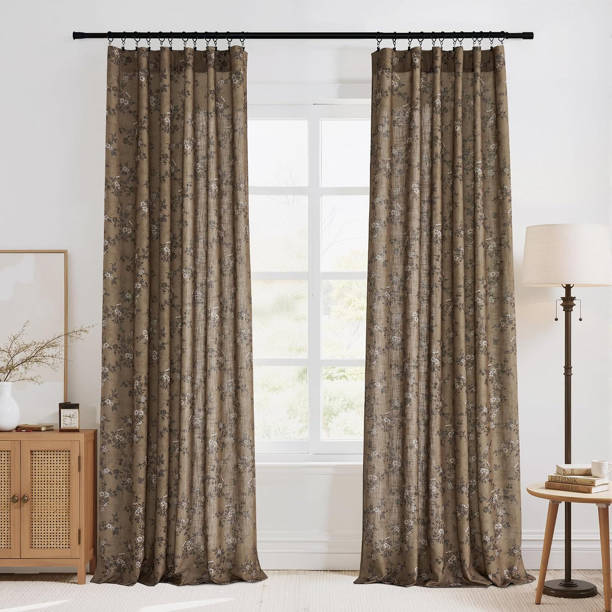 Print Linen Curtains 52×84 Inch 2 Panels