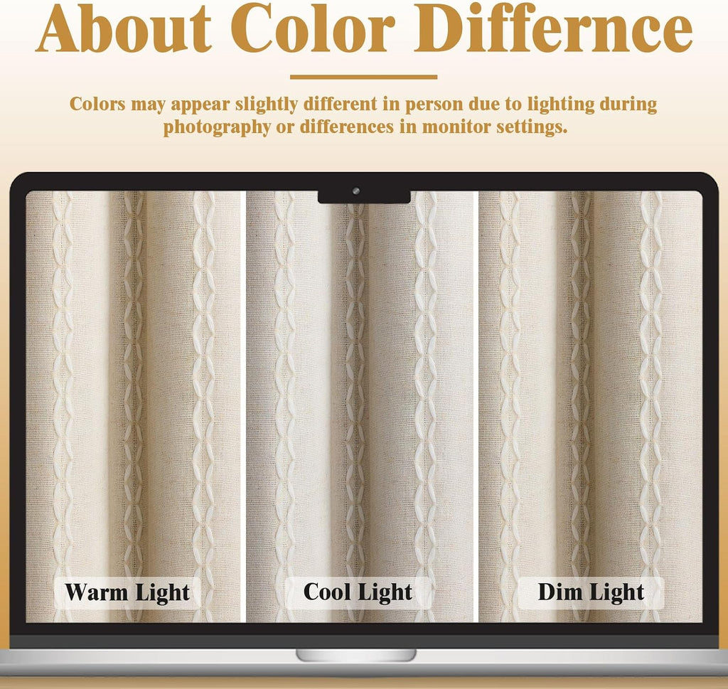 Linen‑Blend Blackout Curtains 84 Inch 2 Panels
