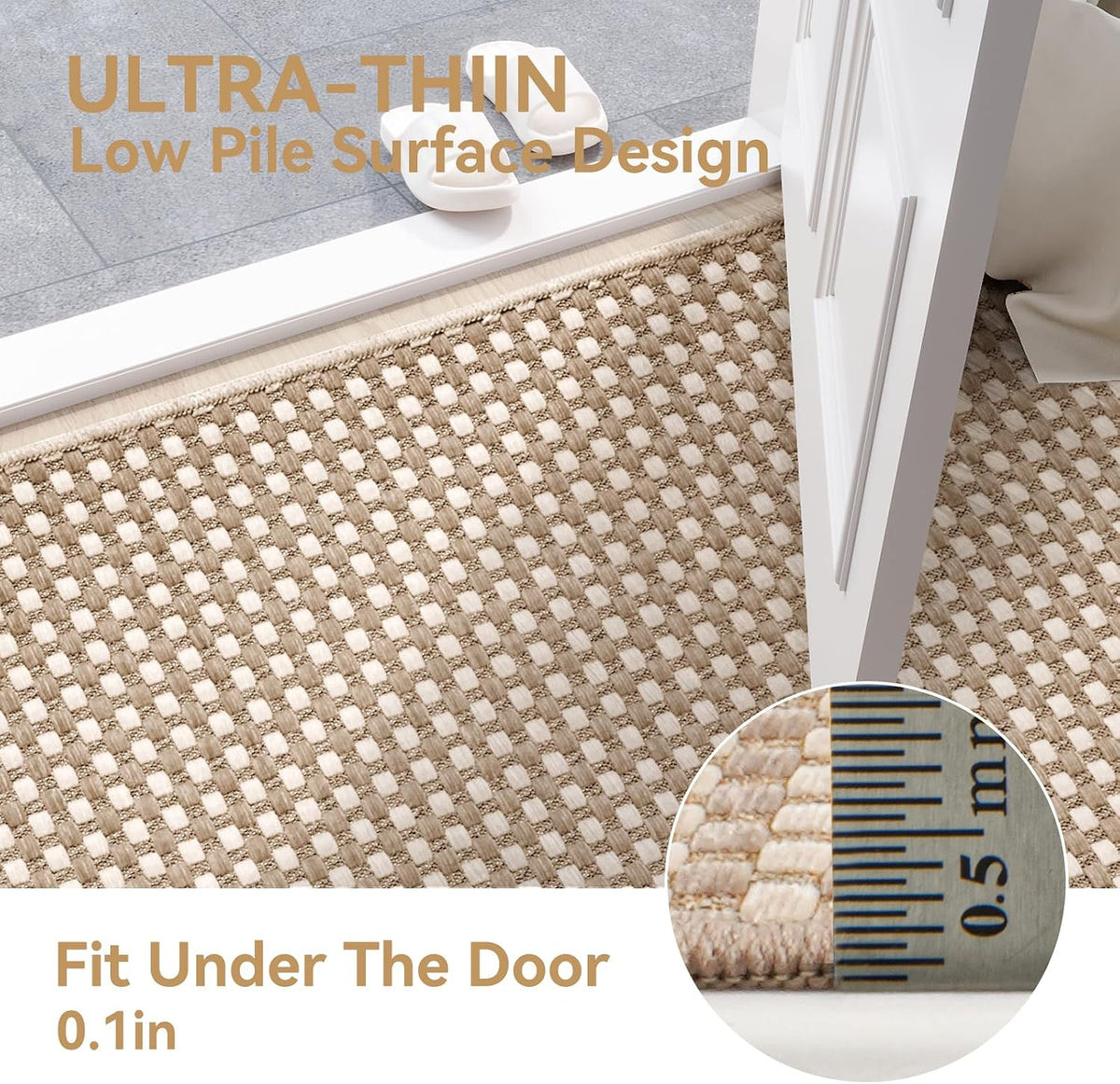 Brown Non‑Slip Entryway Rug 2×3 Ft Washable