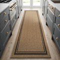 Natural Jute Bordered Runner Rug 2×7 Ft Washable