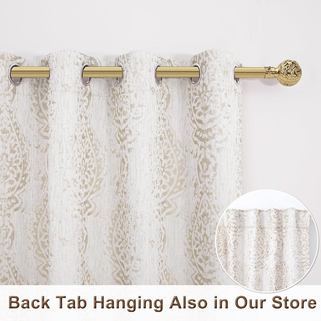 Damask Semi‑Blackout Curtains 84 Inch 2 Panels
