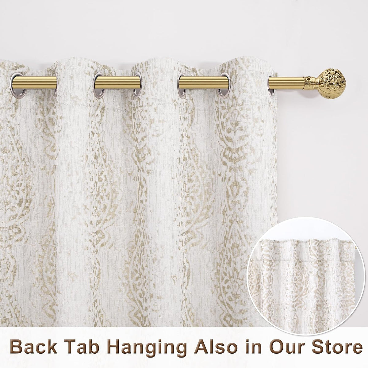 Damask Semi‑Blackout Curtains 84 Inch 2 Panels