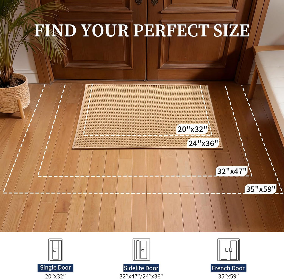 Non‑Slip Entryway Mat 24×36 Inch Washable