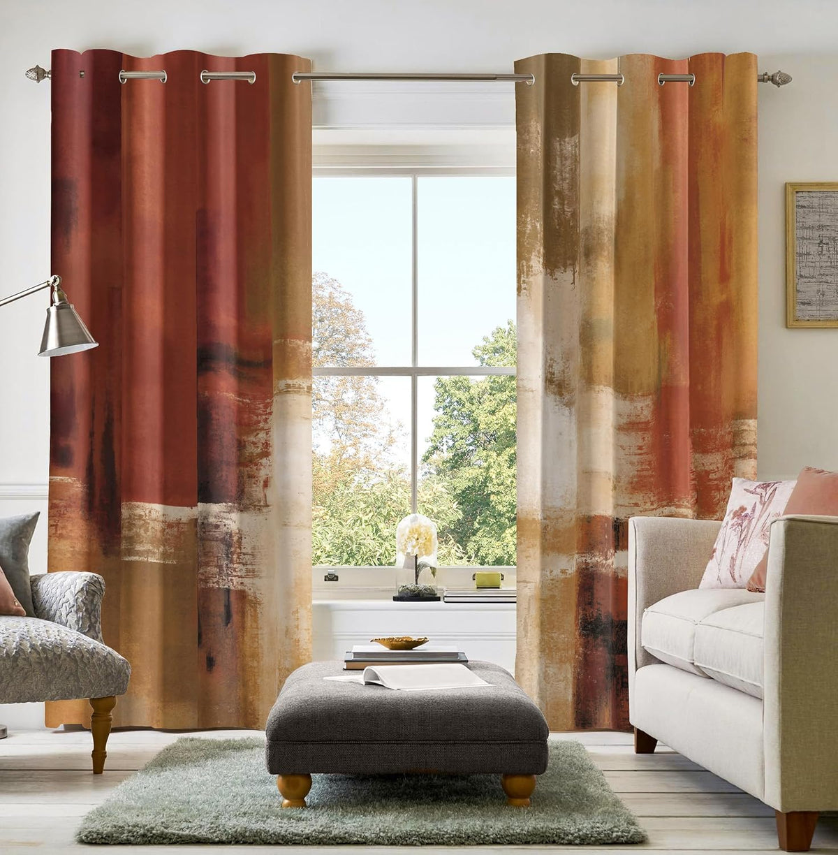Orange Abstract Curtains 52×84 Inch 2 Panels