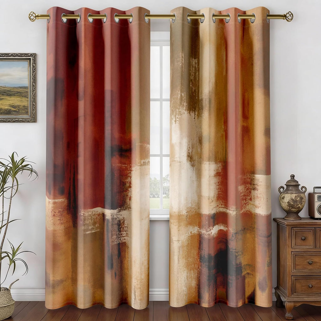 Orange Abstract Curtains 52×84 Inch 2 Panels