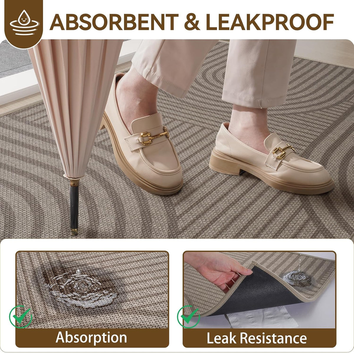 Brown Indoor Entry Mat 17×30 Inch