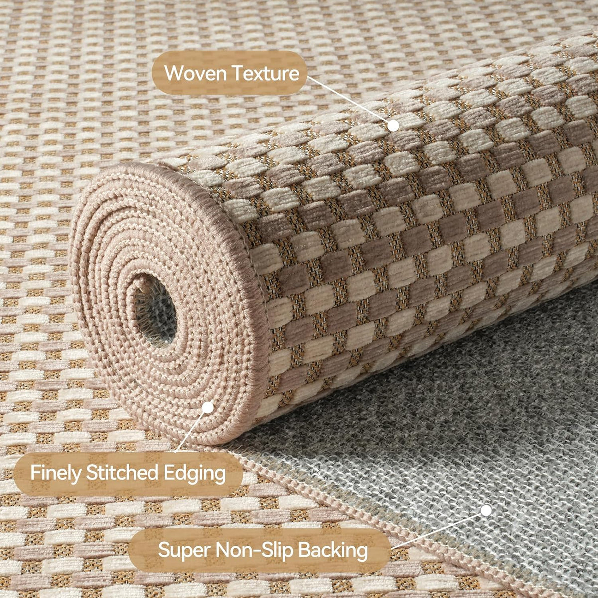 Brown Non‑Slip Entryway Rug 2×3 Ft Washable