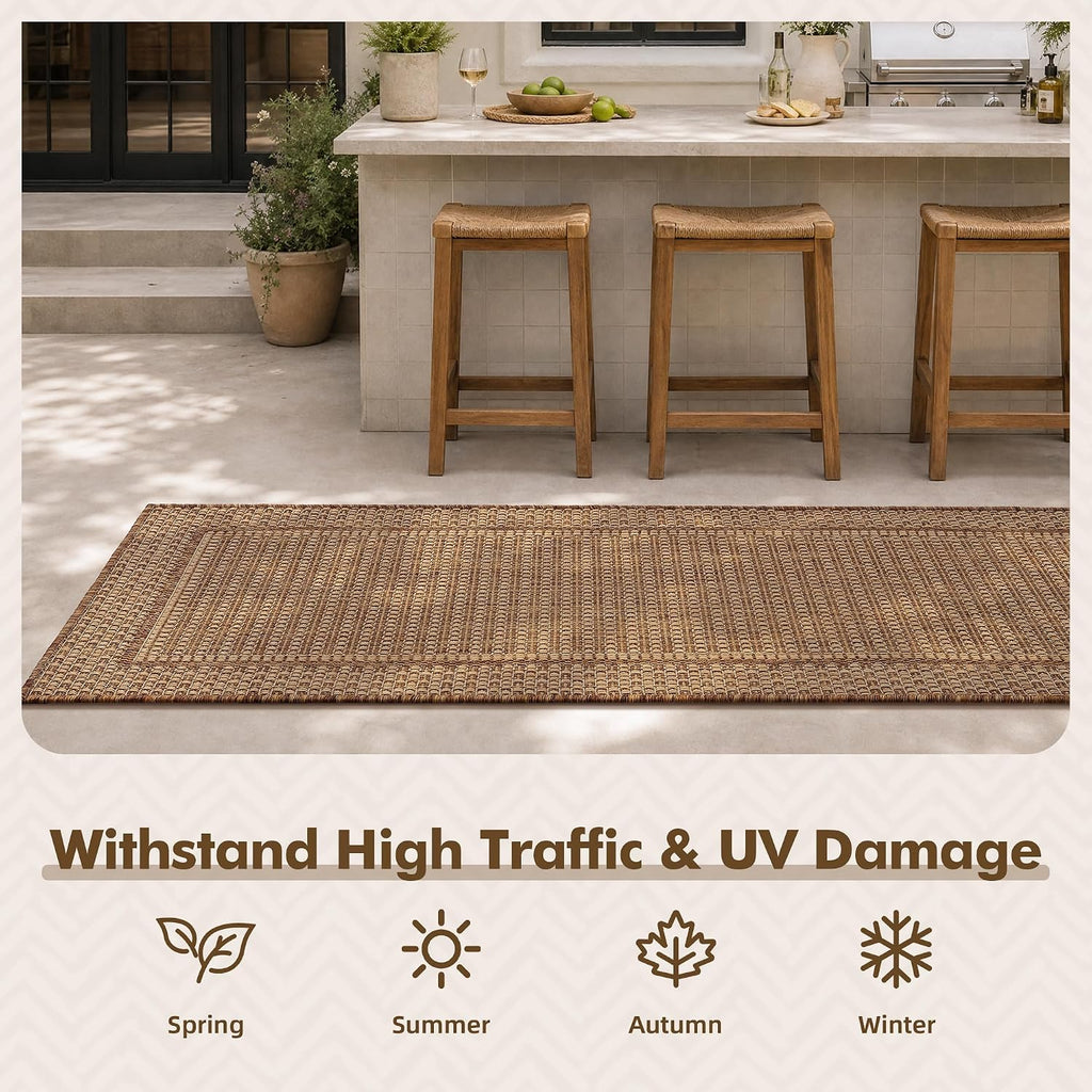 Neutral Brown Solid Runner Rug 2×6 Ft