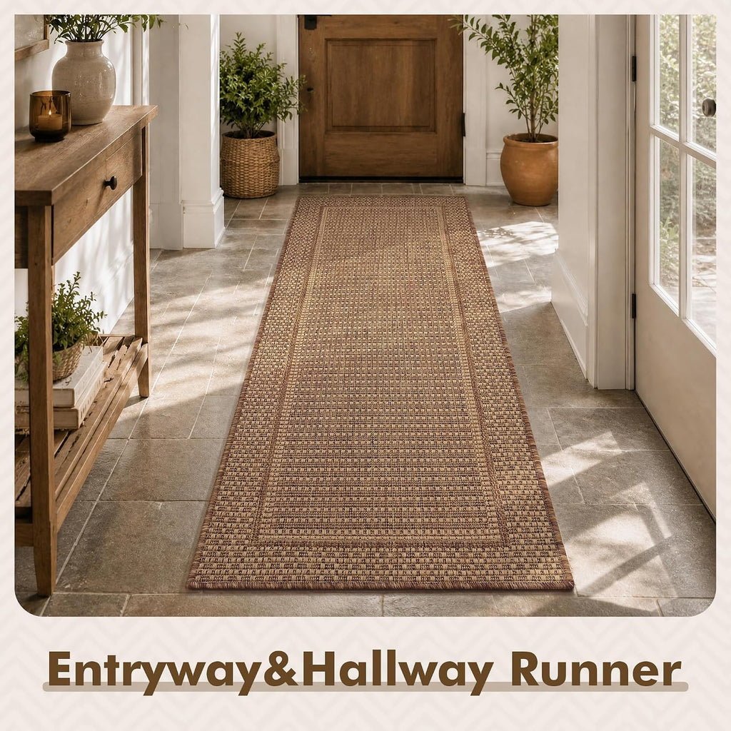 Neutral Brown Solid Runner Rug 2×6 Ft