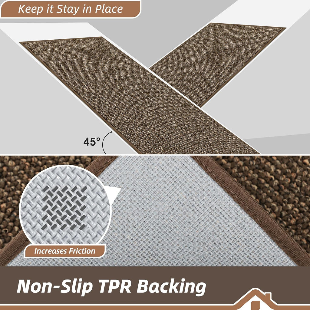 Brown Non‑Slip Washable Runner Rug 2×6 Ft