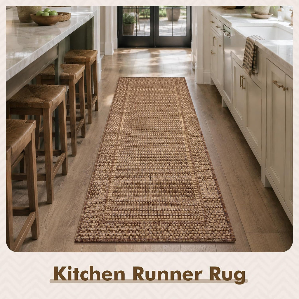 Neutral Brown Solid Runner Rug 2×6 Ft