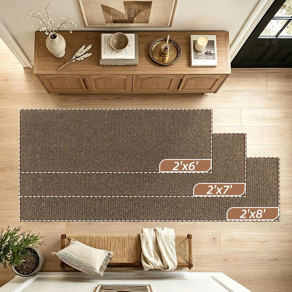 Brown Non‑Slip Washable Runner Rug 2×6 Ft