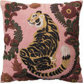 Multicolor Embroidered Tiger Cotton Pillow