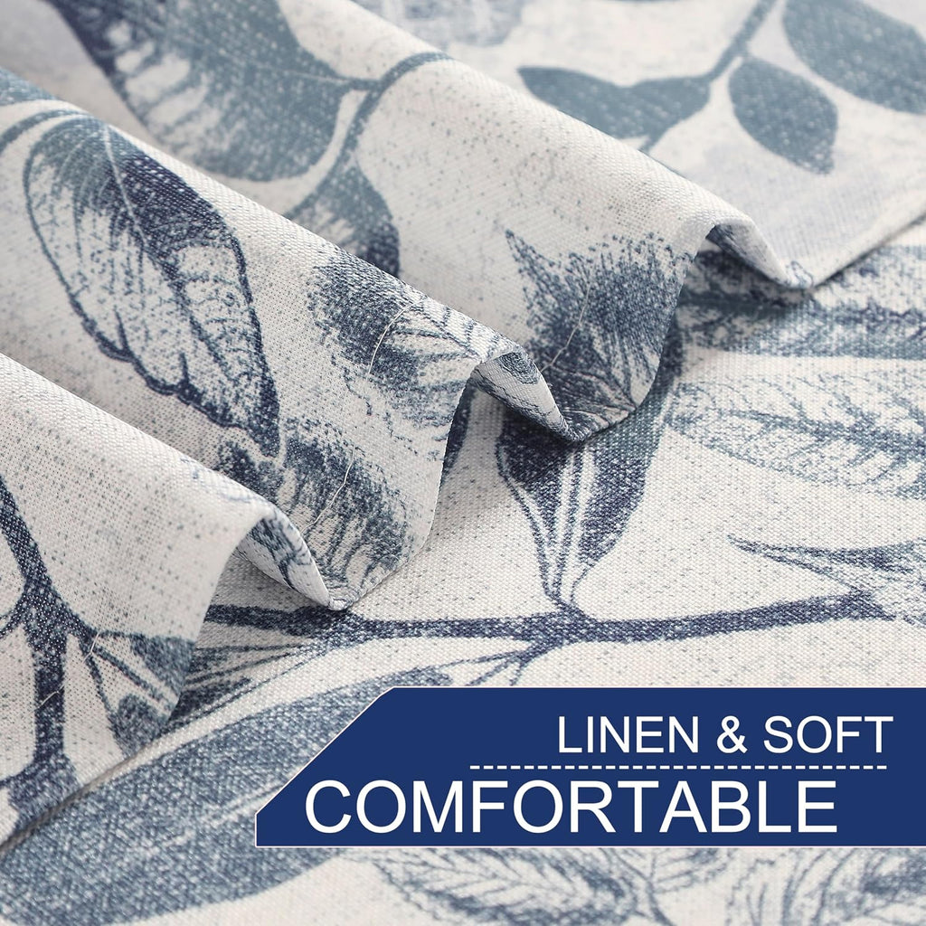 Blue‑Leaf Light‑Filtering Curtains 55×84 Inch 2 Panels