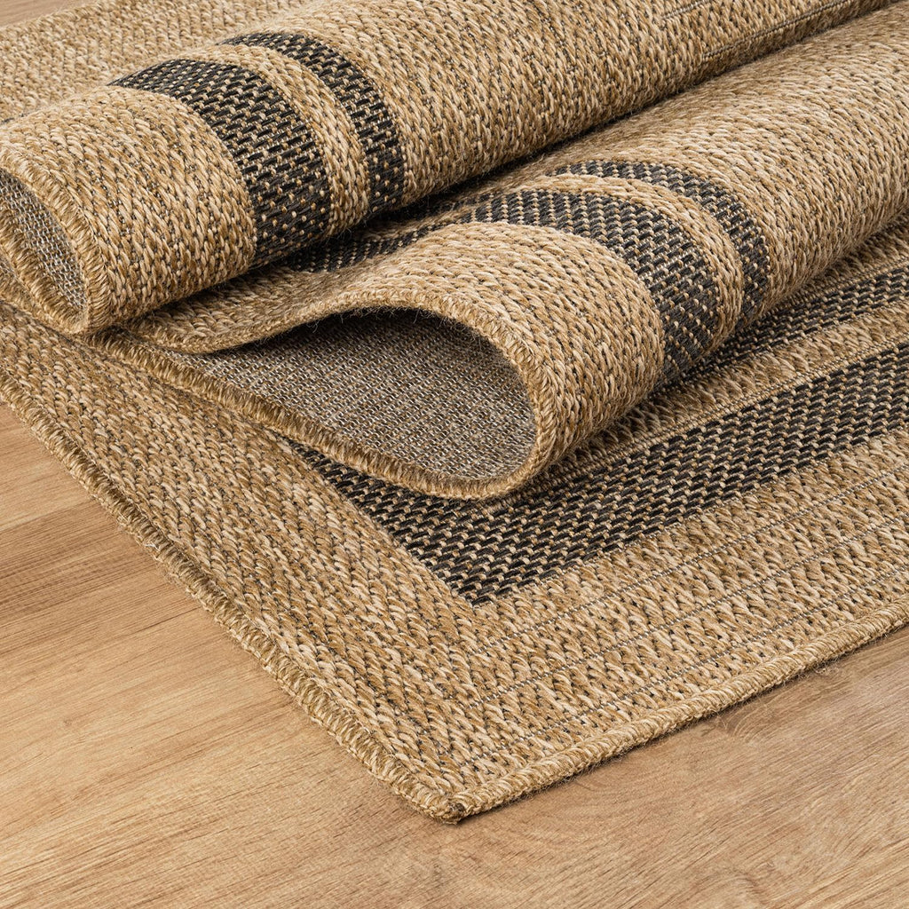 Natural Jute Bordered Runner Rug 2×7 Ft Washable