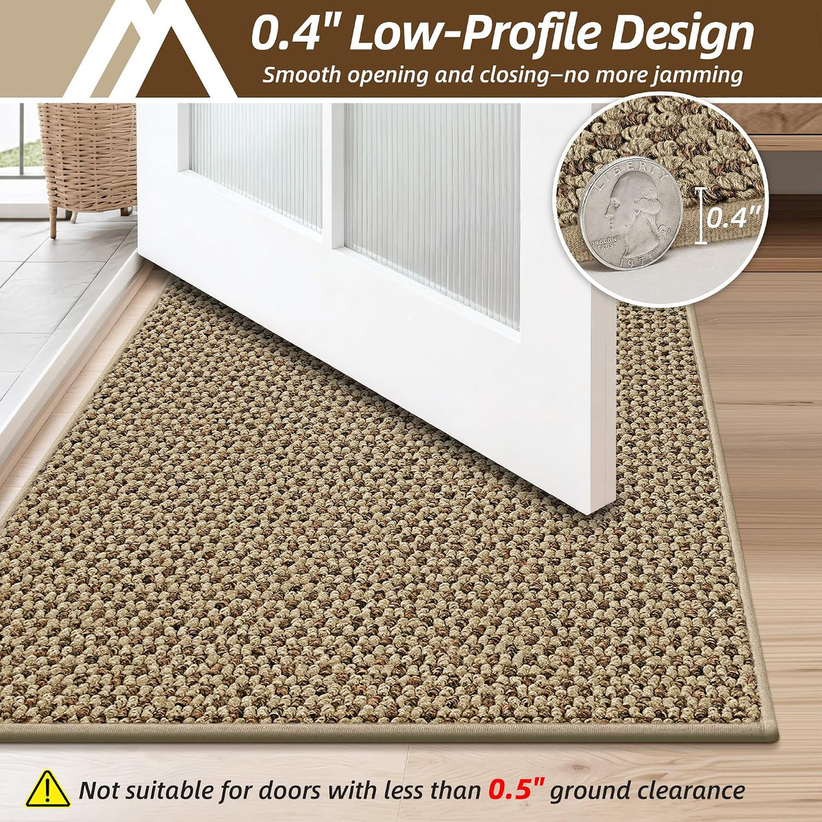 Beige Non‑Slip Entry Rug 17×30 Inch