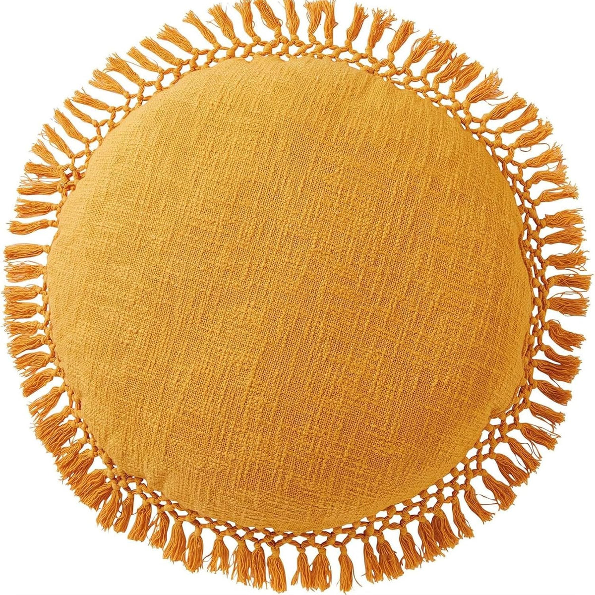 Yellow Tufted Medallion Round Pillow 20×20 Inch