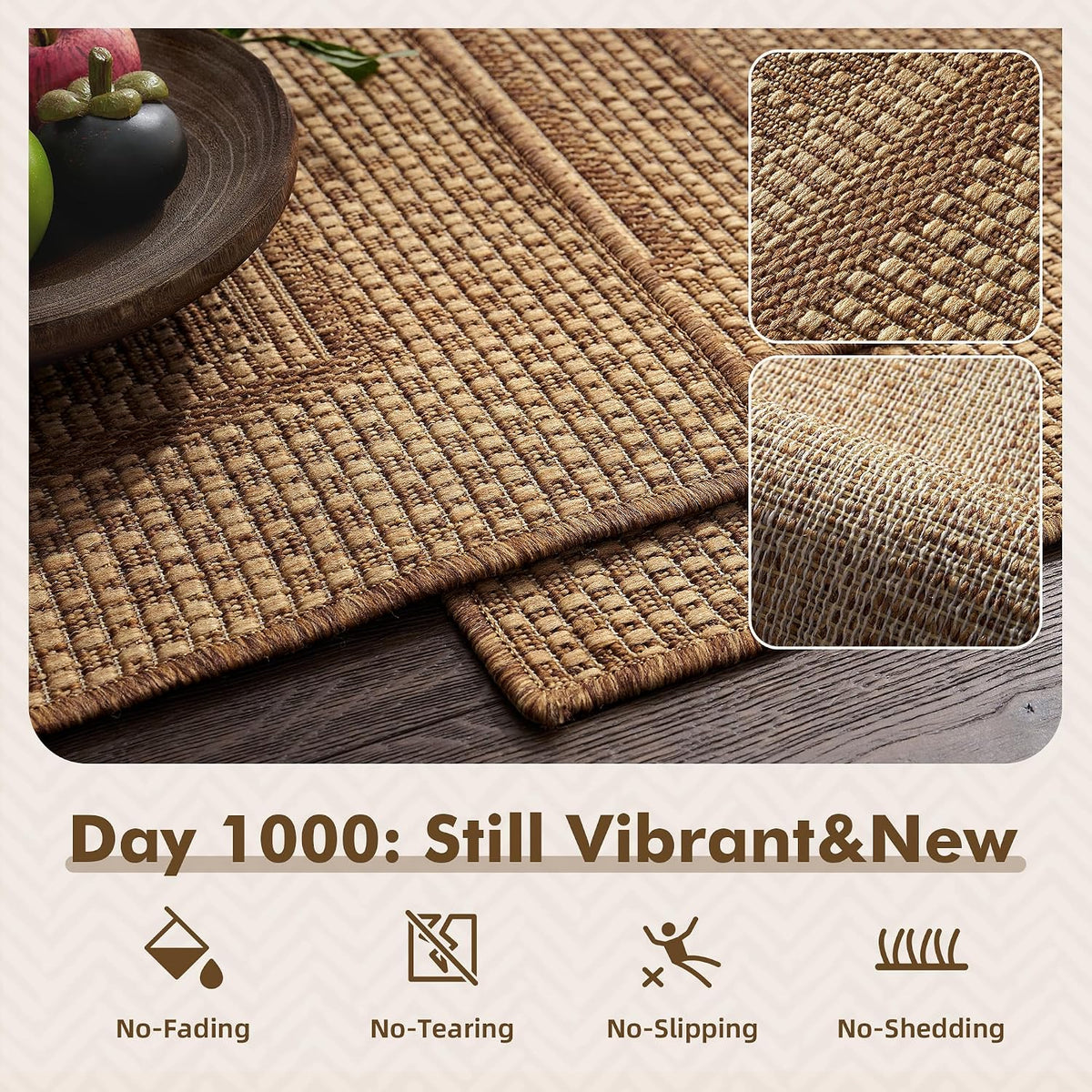Neutral Brown Solid Runner Rug 2×6 Ft