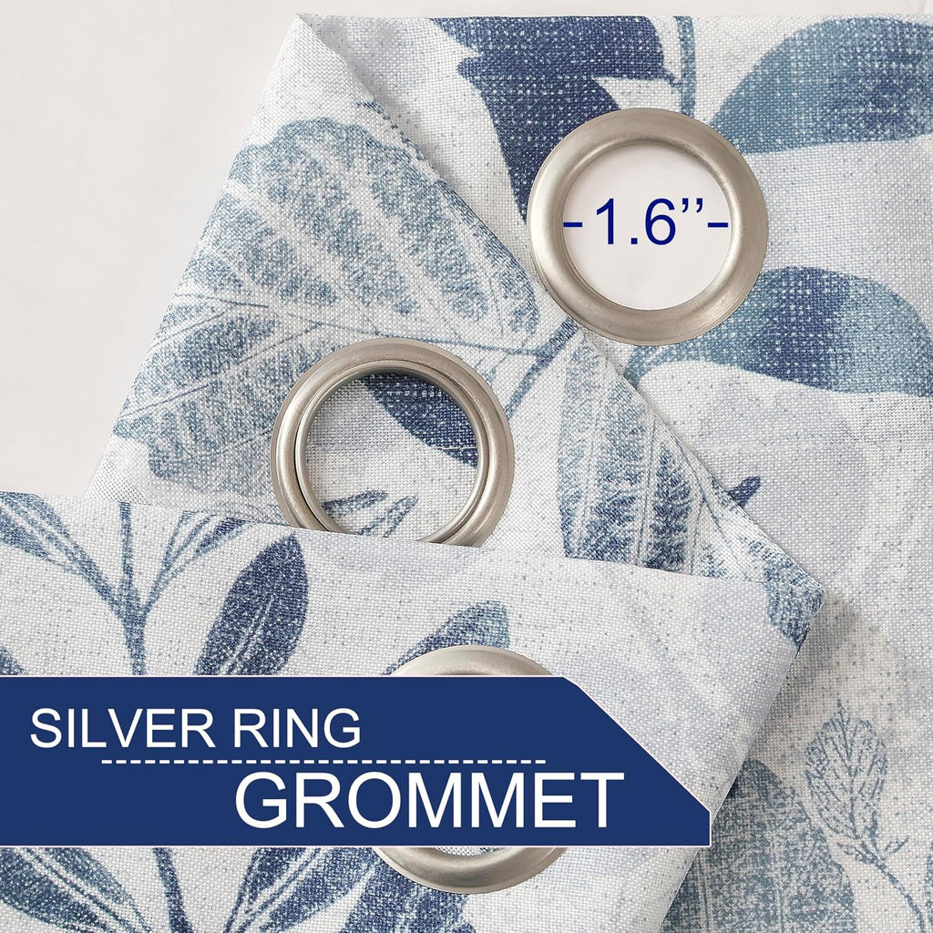 Blue‑Leaf Light‑Filtering Curtains 55×84 Inch 2 Panels