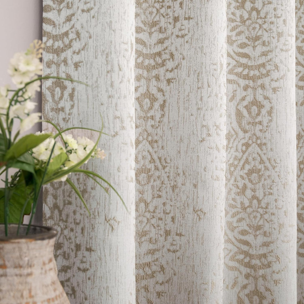 Damask Semi‑Blackout Curtains 84 Inch 2 Panels