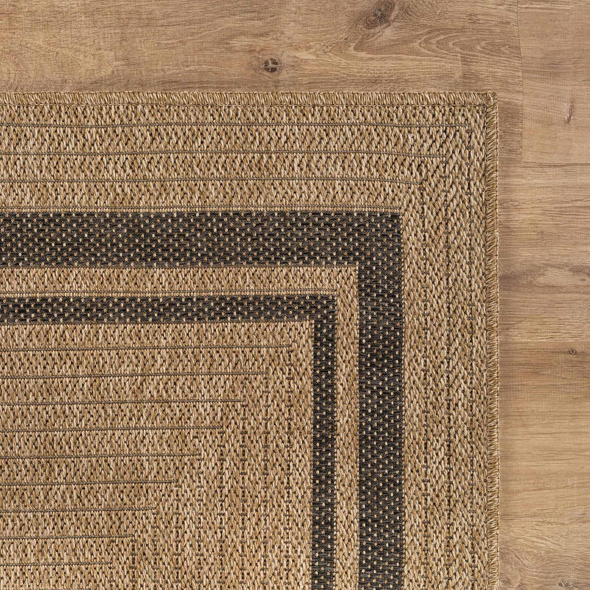 Natural Jute Bordered Runner Rug 2×7 Ft Washable