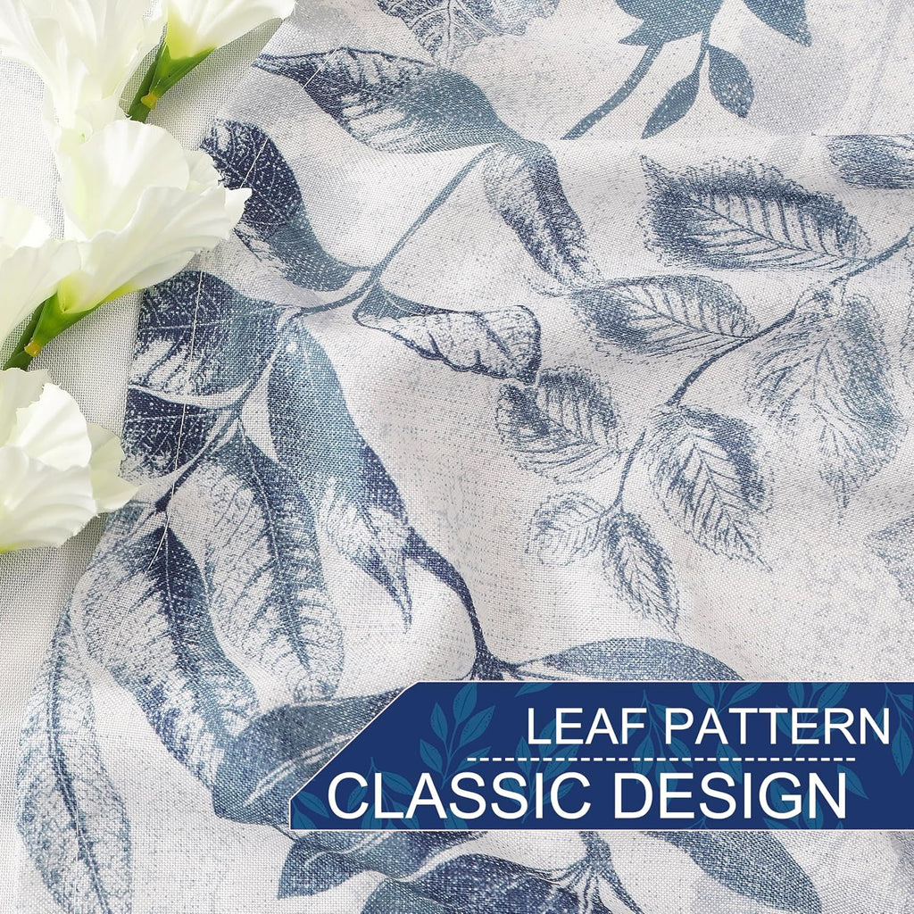 Blue‑Leaf Light‑Filtering Curtains 55×84 Inch 2 Panels