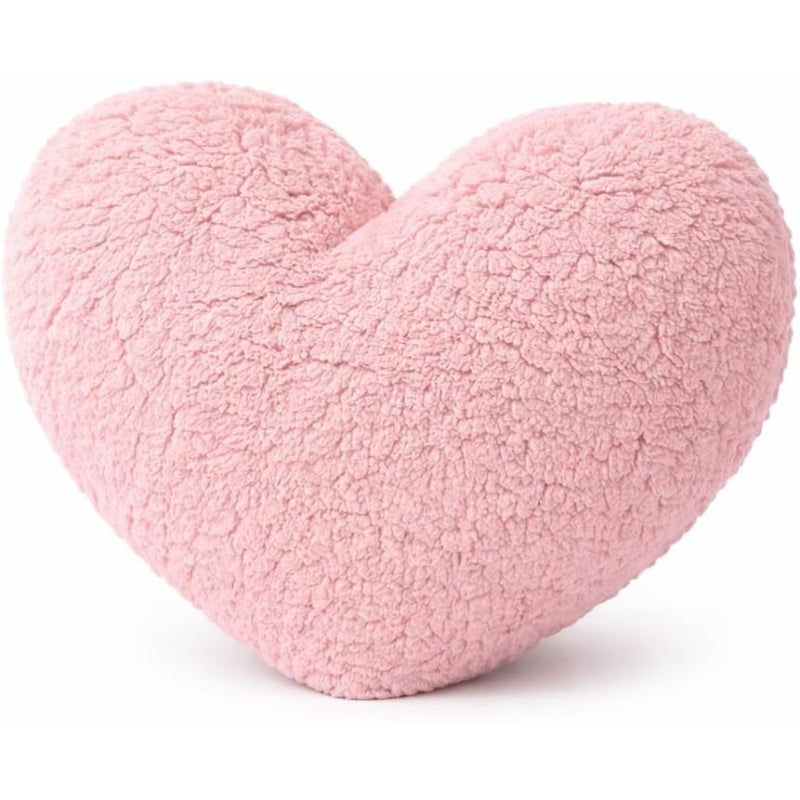 Pink Sherpa Heart‑Shaped Pillow 15"×17"